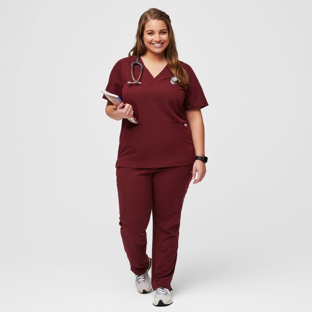 FIGS XL maroon yola scrub pants + casma scrub top set